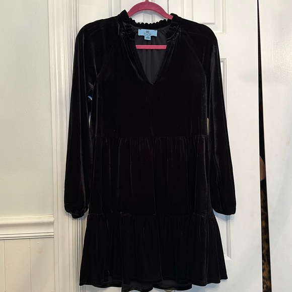 Cece Black Velour Dress - Picture 1 of 5
